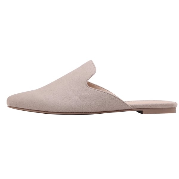 Pointed Toe Flat Mules - GREY SUEDE - 1