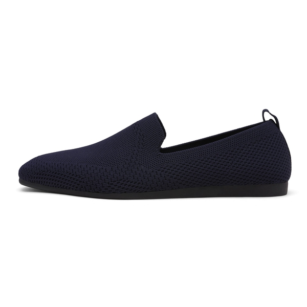 Slip-On Round Toe Knitted Flats - NAVY BLUE - 1
