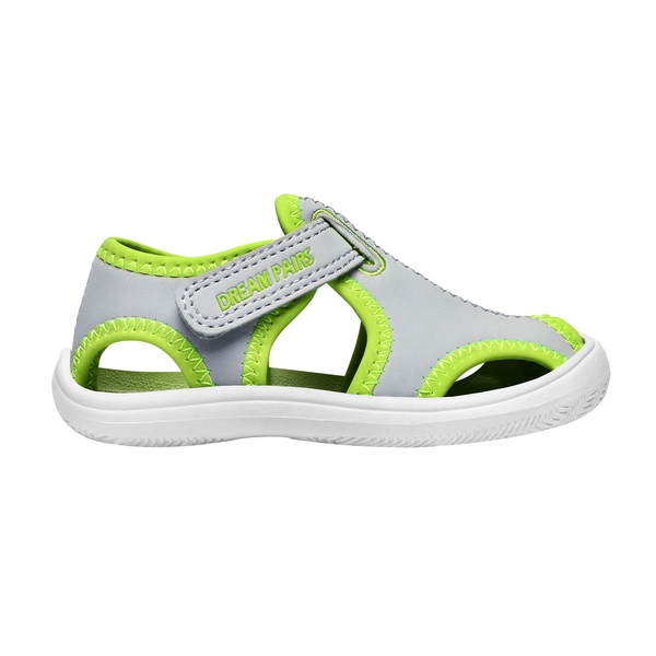Boys Girls Athletic Sandals - LIGHT GREY NEON GREEN - 1