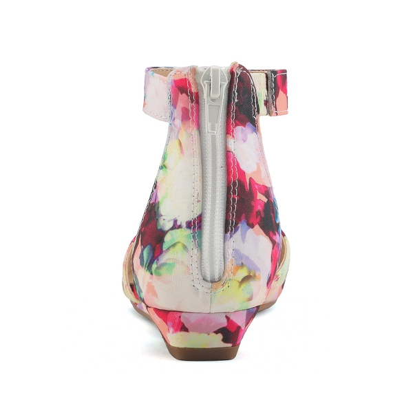Amiga Ankle Strap Flats Shoes - FLORAL - 4