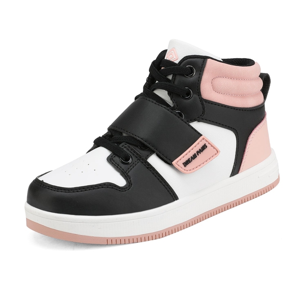 [LilLegends Skyhigh] Dream Pairs Kids High Top Sneakers - BLACK WHITE PINK -  0
