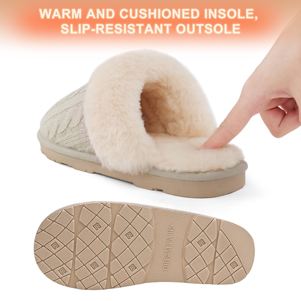 Winter Knitted House Slippers - BEIGE - 3