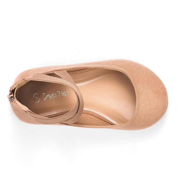 Elastic Closed Toe Flats with Ankle Strap - NUDE - 2