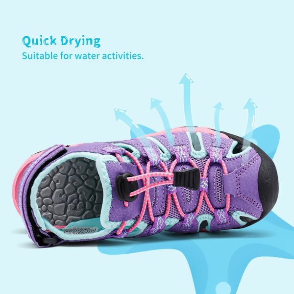 Boys Girls Quick-Dry Athletic Sandals - LAVENDER BABY BLUE FUCHSIA - 3