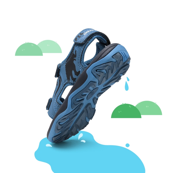 Boys & Girls Open-Toe Sport Sandals - NAVY BLUE DINOSAUR - 3