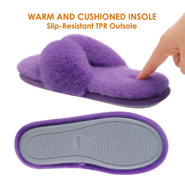 Fluffy Flip Flop House Slippers - PURPLE - 2