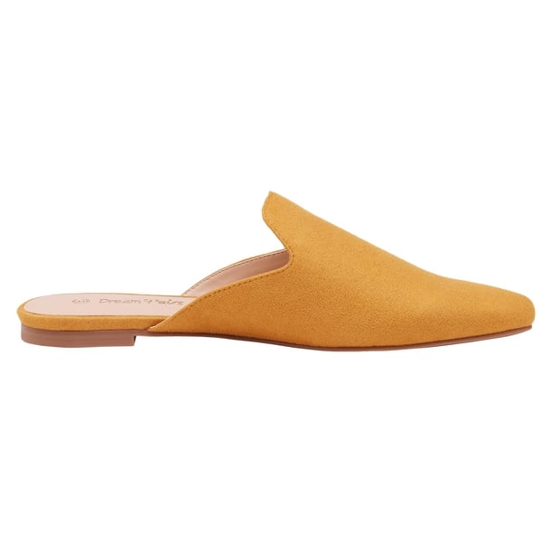 Pointed Toe Flat Mules - YELLOW SUEDE - 2