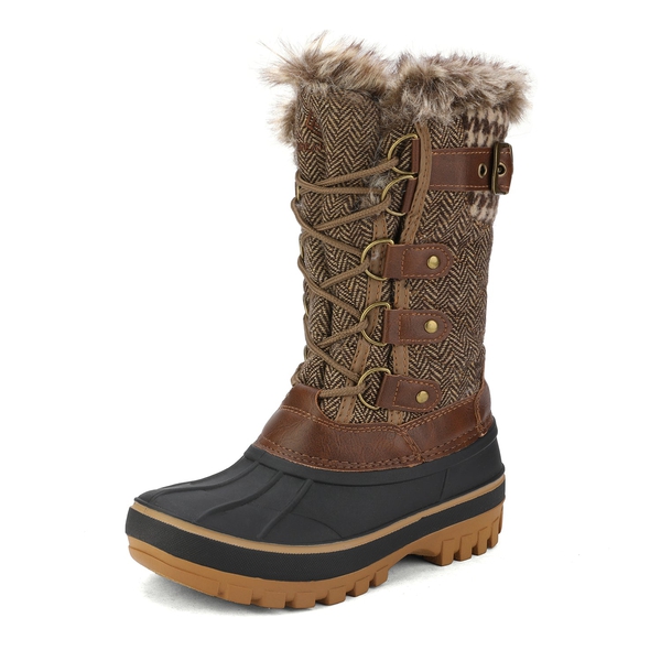 Kids Waterproof Snow Boots - BROWN -  0