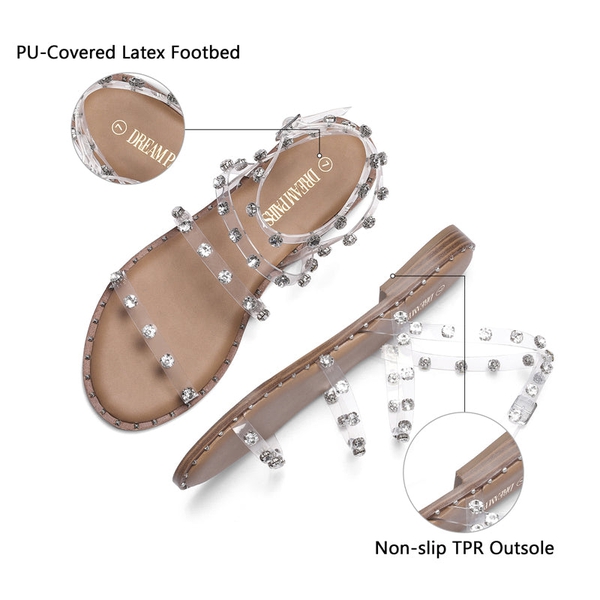 Clear Flat Gladiator Sandals - TRANSPARENT TPU - 3