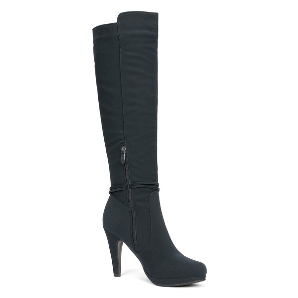 High Heel Knee High Boots - DARK BLUE - 5