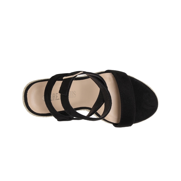 Open Toe Espadrille Platform Wedge Sandals - BLACK SUEDE - 3