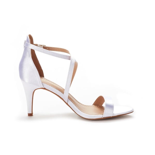 Criss Cross Stiletto Pump Heels Sandals - WHITE - 1