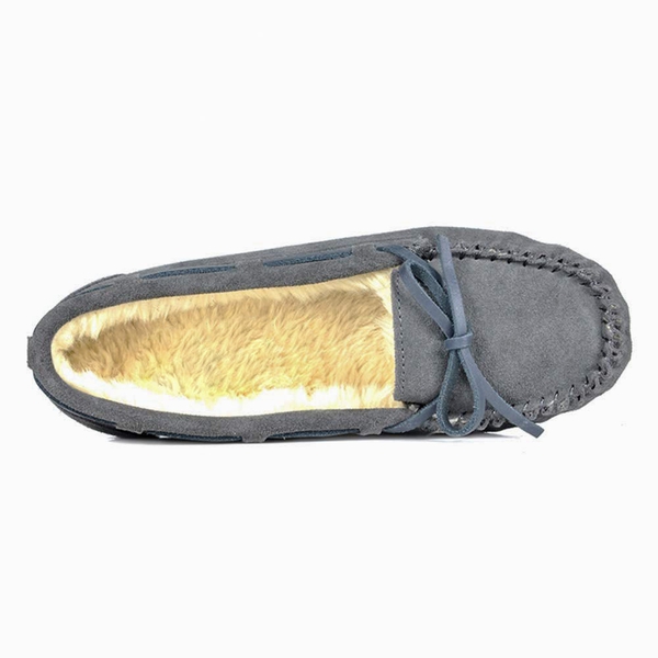 Faux Suede Moccasin Slippers - GREY - 2