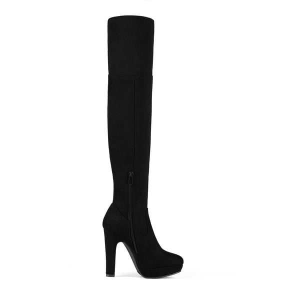 Thigh High Chunky Platform Boots - BLACK - 4