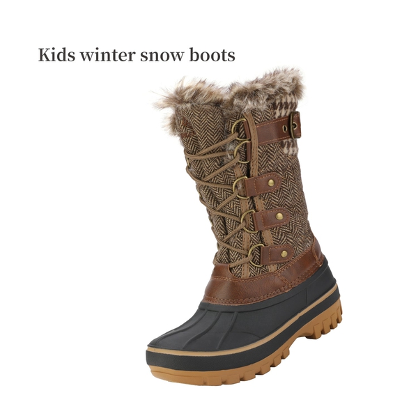 Kids Waterproof Snow Boots - BROWN - 1