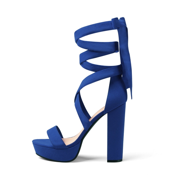 Women's High Heel Platform Gladiator Sandals - ROYAL BLUE - 4