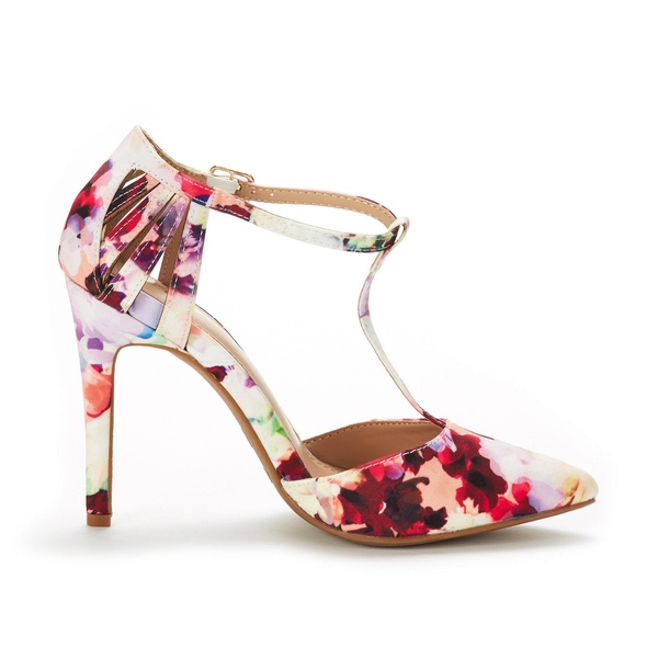 Strappy High Heel Pump Shoes - FLORAL - 3