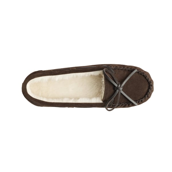 Faux Suede Moccasin Slippers - BROWN - 4