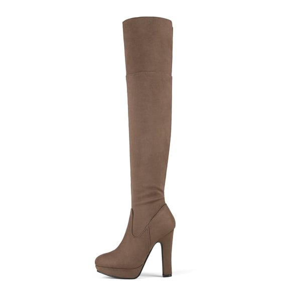 Thigh High Chunky Platform Boots - KHAKI - 3