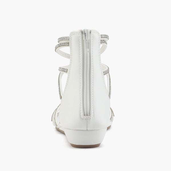 Ankle Strap Classic Low Wedge Sandals - WHITE - 5