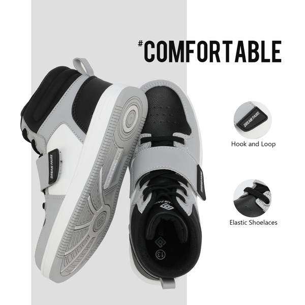 [LilLegends Skyhigh] Dream Pairs Kids High Top Sneakers - GREY BLACK - 2