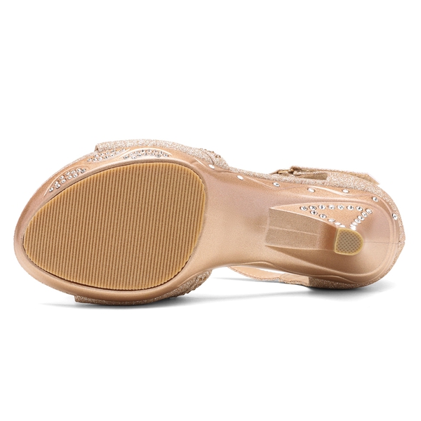 Girls Low Heel Glitter Pump Sandals - GOLD - 4