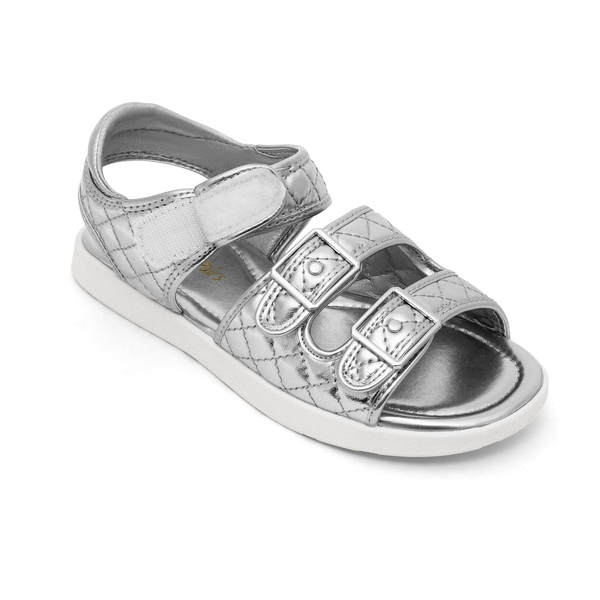 Girls Buckle Strap Sandals - SILVER - 2