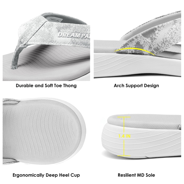 Comfortable Flip Flops With Arch Support - LIGHT GREY - 4