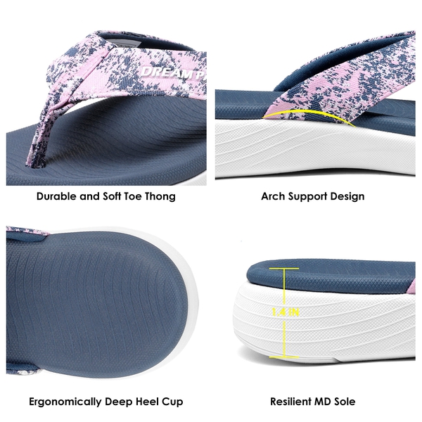 Comfortable Flip Flops With Arch Support - NAVY BLUE - 4