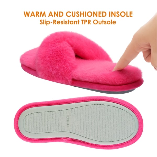 Fluffy Flip Flop House Slippers - FUCHSIA - 3