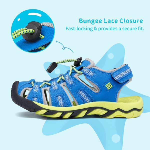 Boys Girls Quick-Dry Athletic Sandals - ROYAL BLUE GREY NEON GREEN - 1