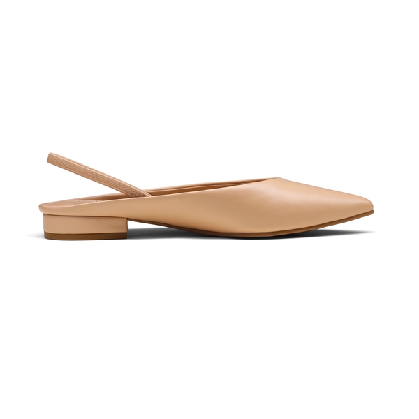 Pointed Toe Slingback Flats - NUDE PU - 3