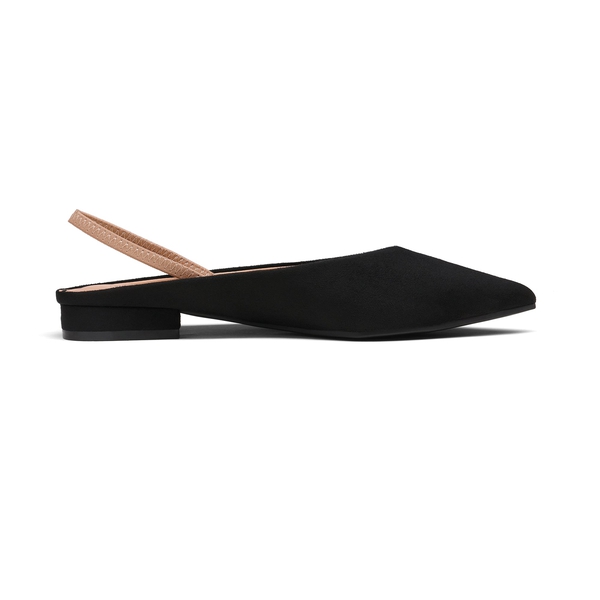 Pointed Toe Slingback Flats - BLACK SUEDE - 3