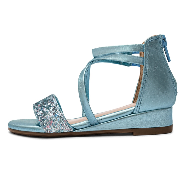 Girls Ankle Strap Wedge Sandals - BLUE - 1