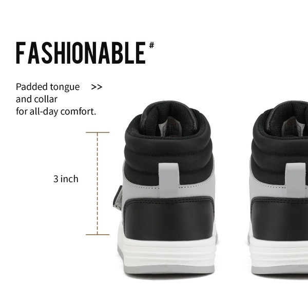 [LilLegends Skyhigh] Dream Pairs Kids High Top Sneakers - GREY BLACK - 3