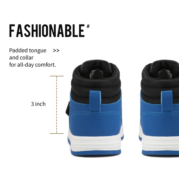 [LilLegends Skyhigh] Dream Pairs Kids High Top Sneakers - BLACK ROYAL BLUE - 3