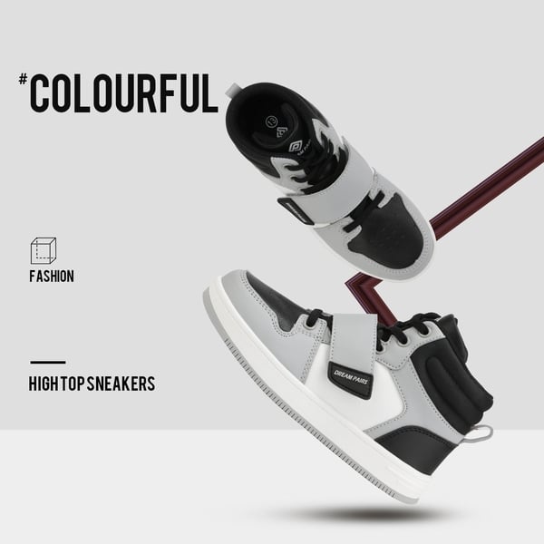 [LilLegends Skyhigh] Dream Pairs Kids High Top Sneakers - GREY BLACK - 1