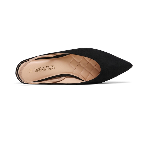 Pointed Toe Slingback Flats - BLACK SUEDE - 4