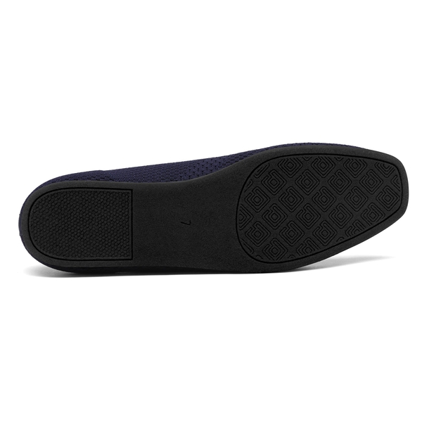 Slip-On Round Toe Knitted Flats - NAVY BLUE - 4