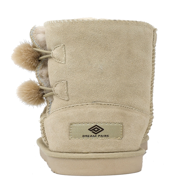 [FuzzyChic Kid's Lolly] Sheepskin Fur Kids Boots - SAND - 4