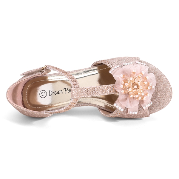 Girls Low Heel Glitter Pump Sandals - ROSE GOLD - 3
