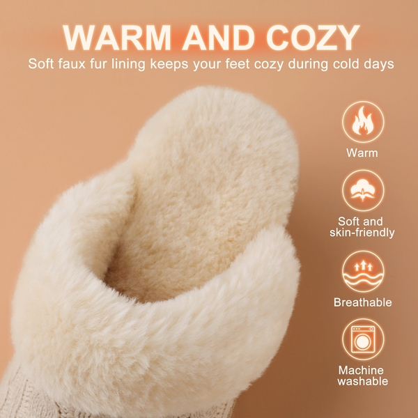 Winter Knitted House Slippers - BEIGE - 2