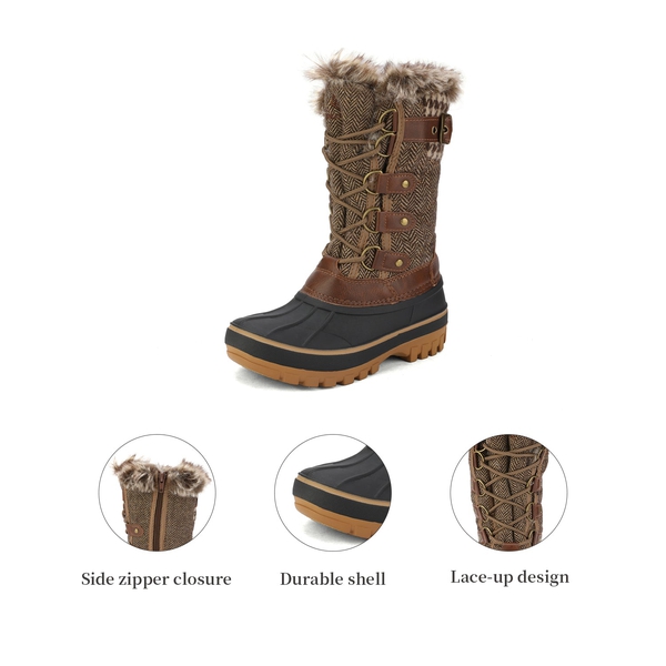 Kids Waterproof Snow Boots - BROWN - 2