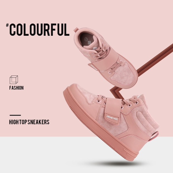 [LilLegends Skyhigh] Dream Pairs Kids High Top Sneakers - PINK - 1