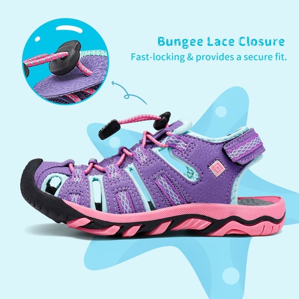 Boys Girls Quick-Dry Athletic Sandals - LAVENDER BABY BLUE FUCHSIA - 1