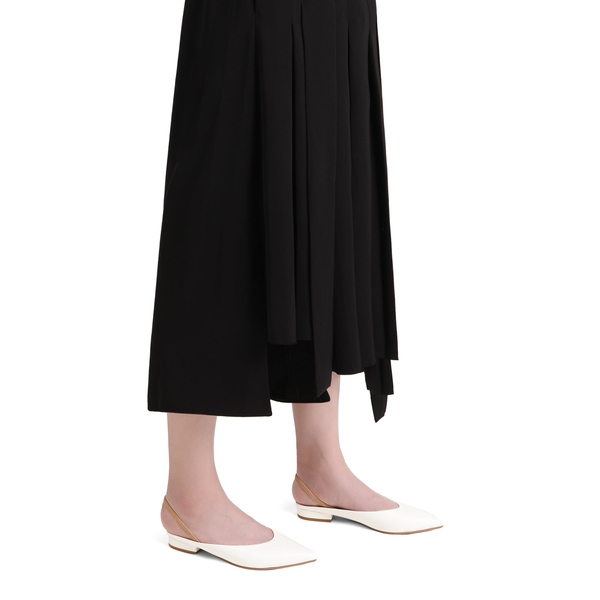 Pointed Toe Slingback Flats - WHITE PU - 1