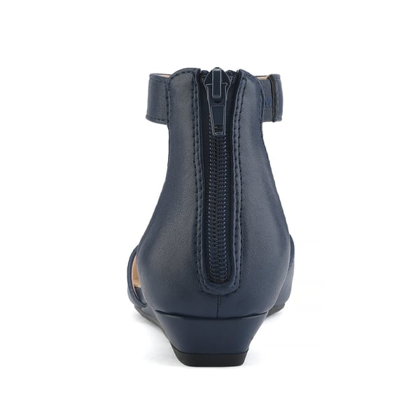 Amiga Ankle Strap Flats Shoes - NAVY PU - 3