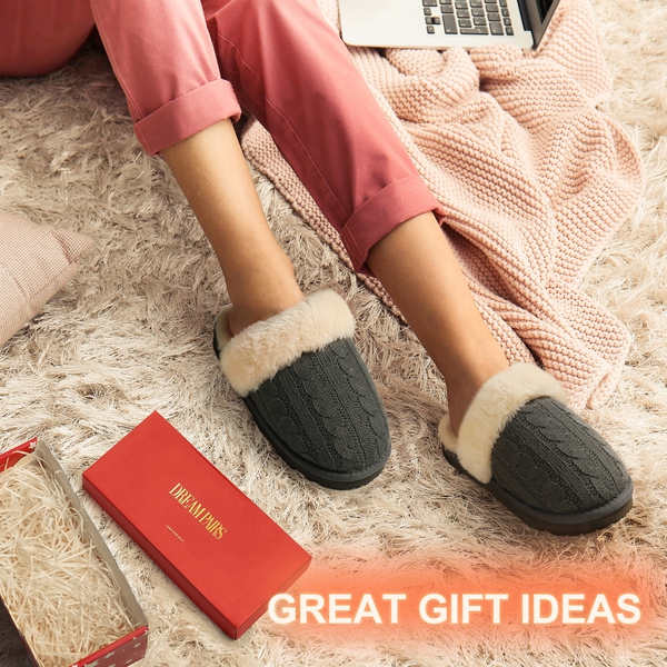 Winter Knitted House Slippers - GREY - 1
