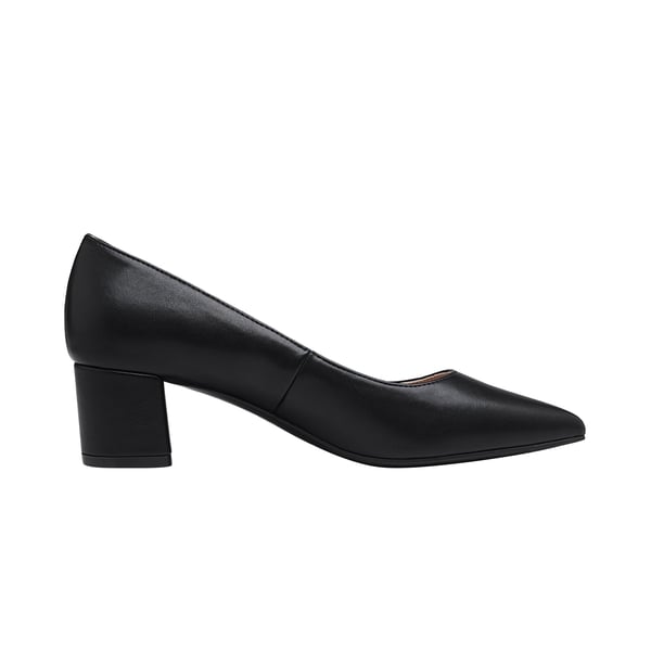Closed Toe Block Heel Pumps - BLACK PU - 2