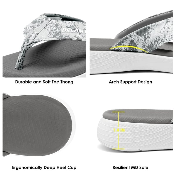 Comfortable Flip Flops With Arch Support - DARK GREY - 4